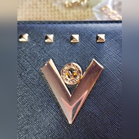 Valentino Orlandi Crossbody ITALY Camera Bag Purse Black Gold Hardware MSRP $250 - Picture 5 of 9